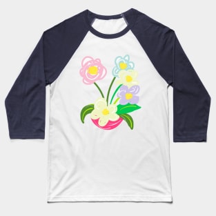 PASTEL FLOWER ARRANGEMENT IN RED BOWL Baseball T-Shirt